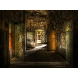   Vinyl háttér fotózáshoz.Romos folyosót ábrázoló fotó háttér 150cm(m) x 210cm(sz) Ac-870