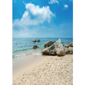   Vinyl háttér fotózáshoz.Sziklás tengerpartot ábrázoló fotó háttér 150cm(sz) x 210(m) Agc-1897