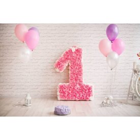   Vinyl háttér fotózáshoz.Egy éves lettem lányos fotó háttér 180cm(m) x 270(sz) Bc-1413