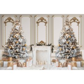   Vinyl háttér fotózáshoz.Két karácsonyfát ábrázoló fotó háttér 180cm(m) x 270(sz) Bsd-845